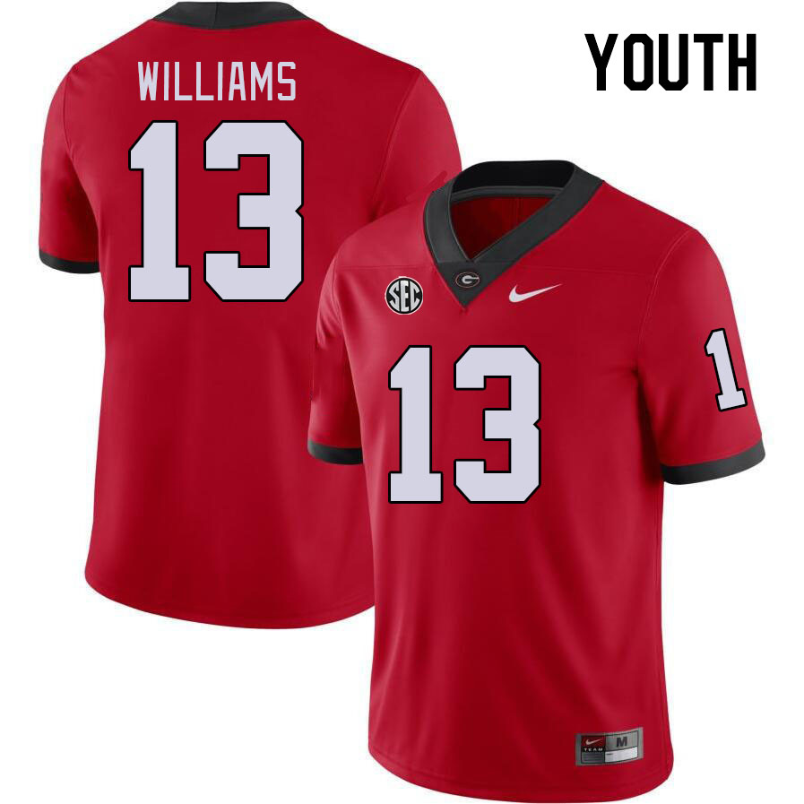 Youth #13 Mykel Williams Georgia Bulldogs College Football Jerseys Stitched-Red - Click Image to Close